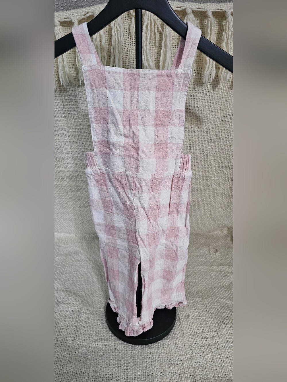 Mabel + Honey Pink Gingham Girls' Romper Overalls